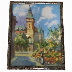 Vintage Miniature‎ Framed Print Andre Franchet Paris Street Scene